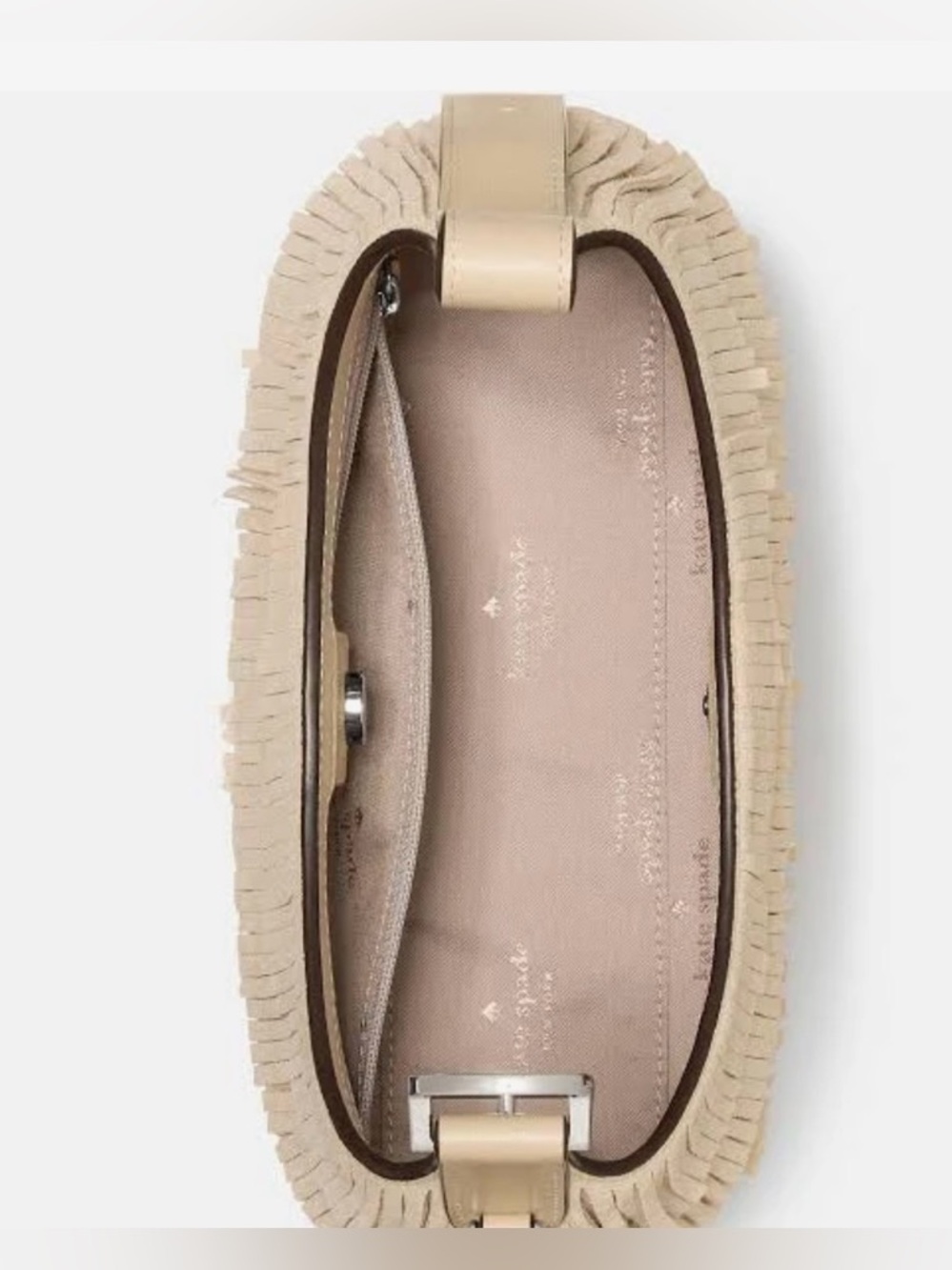 Kate Spade Suede Fringe Mini Crossbody Light Sand NWT Boho Western Bag KN586 - Picture 3 of 9